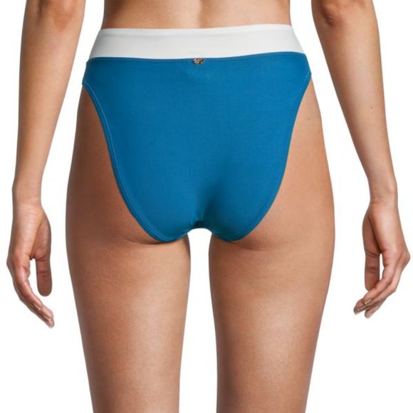 PilyQ High-Waist Bikini Bottom, Size Small, Island Blue - Picture 2 of 6